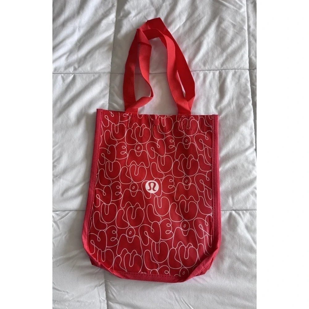 Lululemon 2025 Small Red and White Repeat Logo Reusable Shopping Bag New